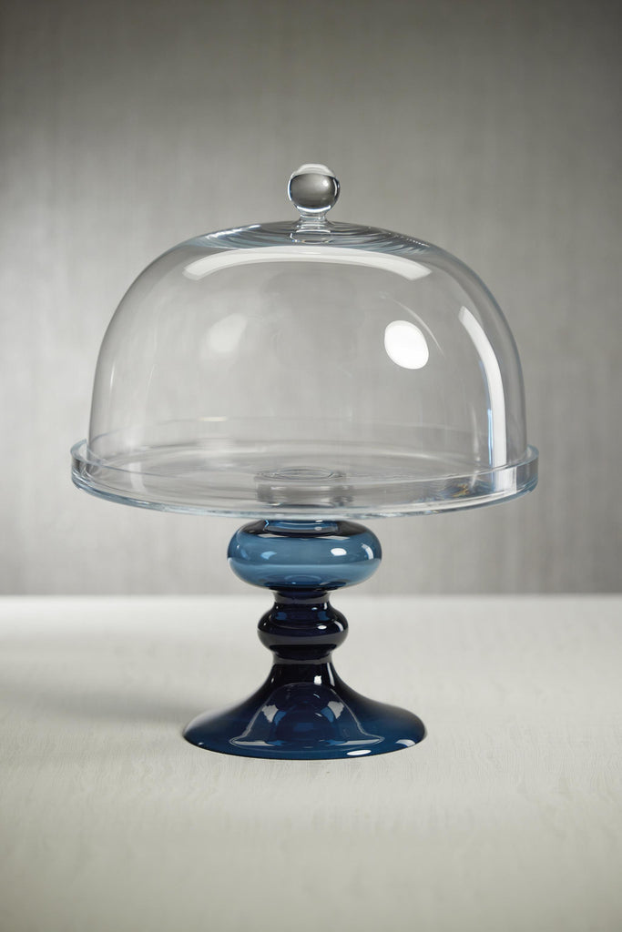 Zodax Blue Vellerti Glass Cake Stand