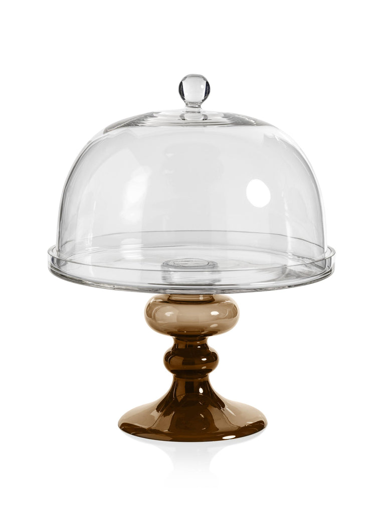 Zodax Taupe Vellerti Glass Cake Stand