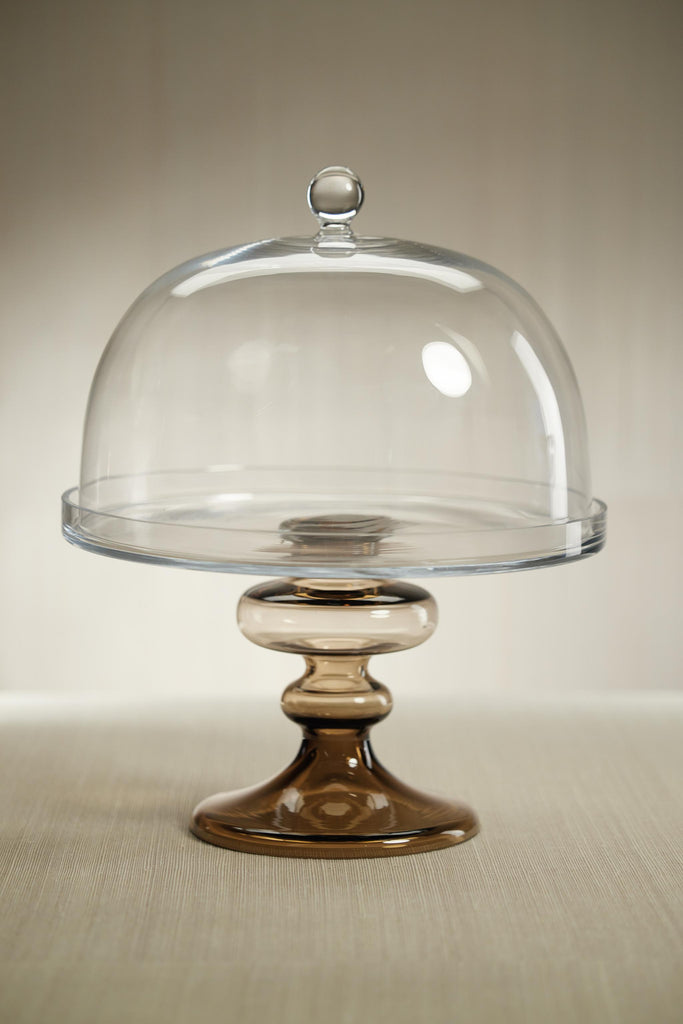 Zodax Taupe Vellerti Glass Cake Stand