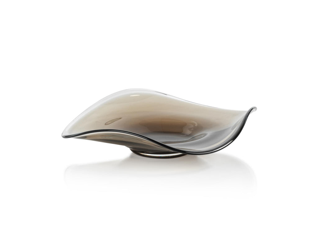 Zodax Small Vellerti Taupe Wave Glass Bowl