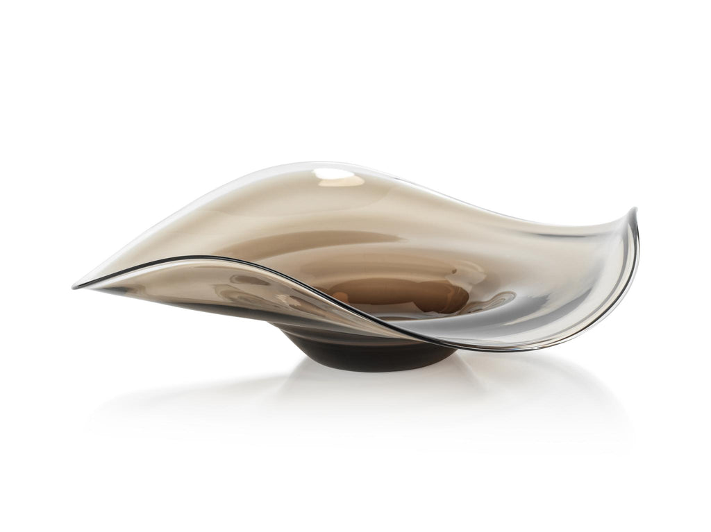 Zodax Large Vellerti Taupe Wave Glass Bowl