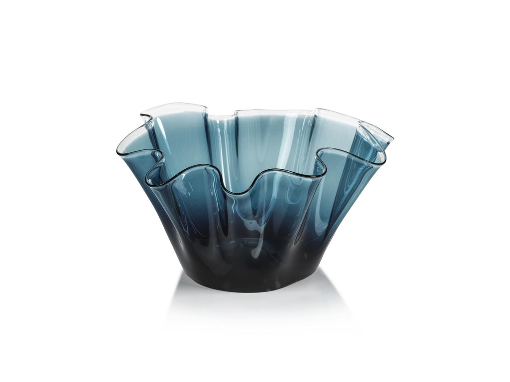 Zodax Blue Vellerti 6"Tall Wave Glass Bowl