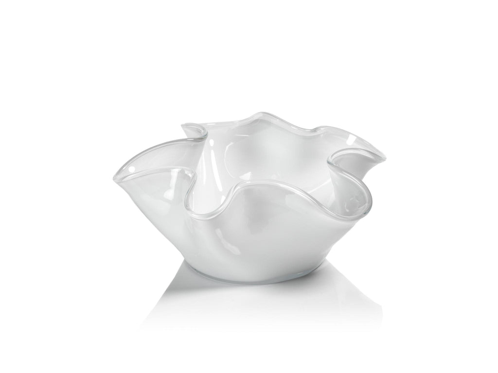 Zodax White Vellerti 6"Tall Wave Glass Bowl