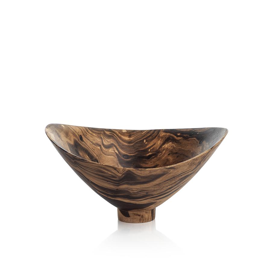 Zodax Vinceta  Marbleized Mango Wood Compote Bowl