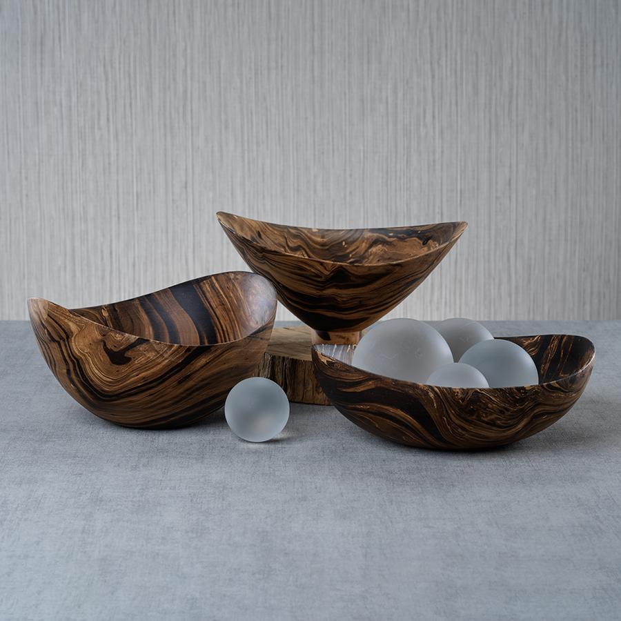 Zodax Vinceta  Marbleized Mango Wood Compote Bowl