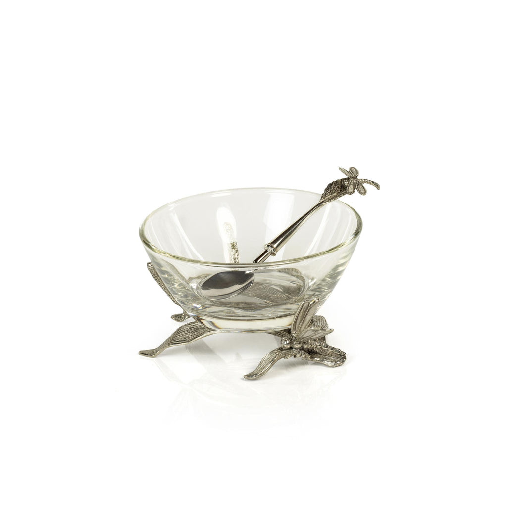 Zodax Dragonfly on Stalk Pewter & Glass Bowl