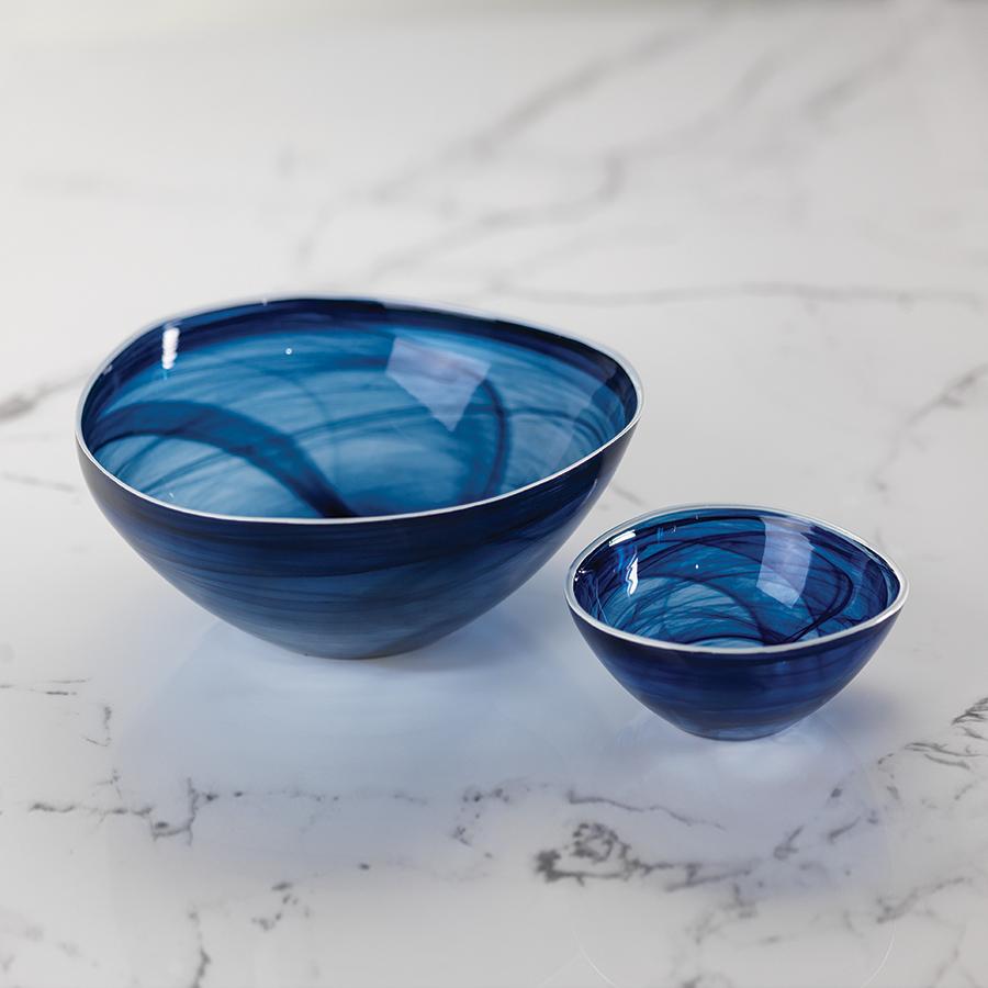 Zodax Monte Carlo Small Indigo Alabaster Glass Bowls, Set of 6