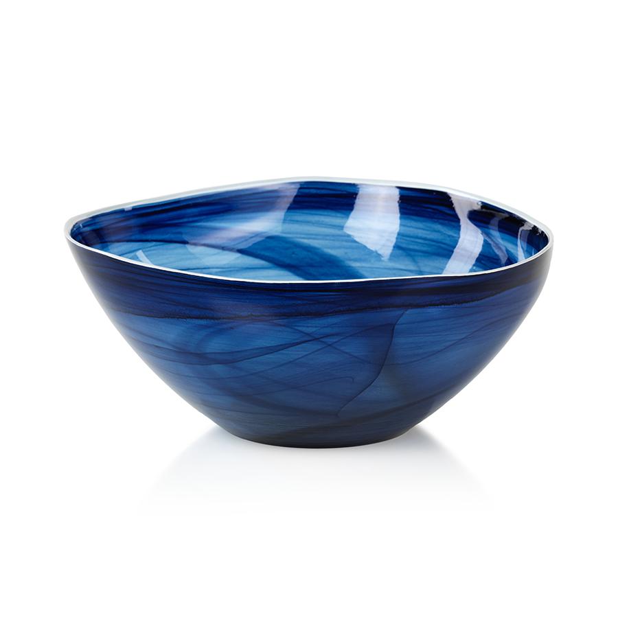 Zodax Monte Carlo Large Indigo Alabaster Glass Bowls, Set of 2