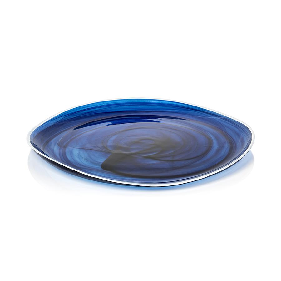 Zodax Monte Carlo Indigo Alabaster Glass Plates-11.5", Set of 6