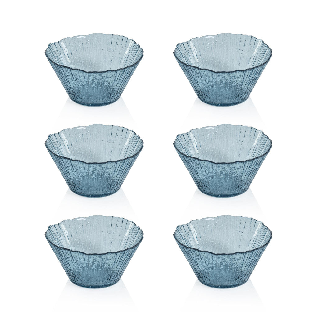 Zodax Axel Icy Sapphire Tapered Glass Serving Bowls, Set of 6