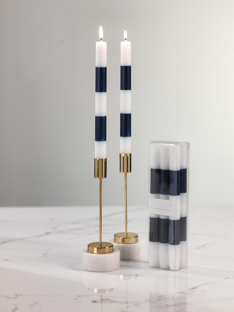 Zodax Blue 6-Piece Modern & Festive Formal Candle Set, Pack of 2