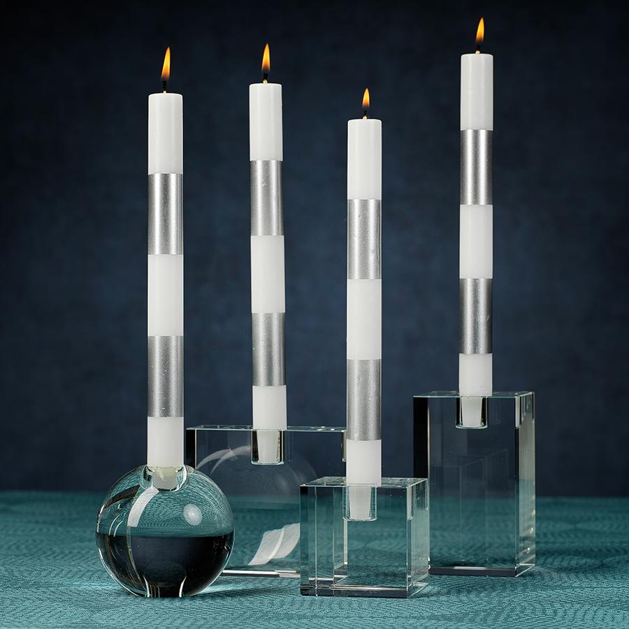 Zodax Silver 6-Piece Modern & Festive Formal Candle Set, Pack of 2