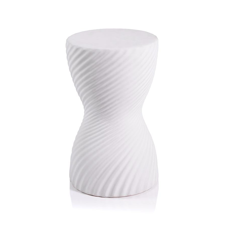 Zodax Twisted Ribbed White Earthenware Stool