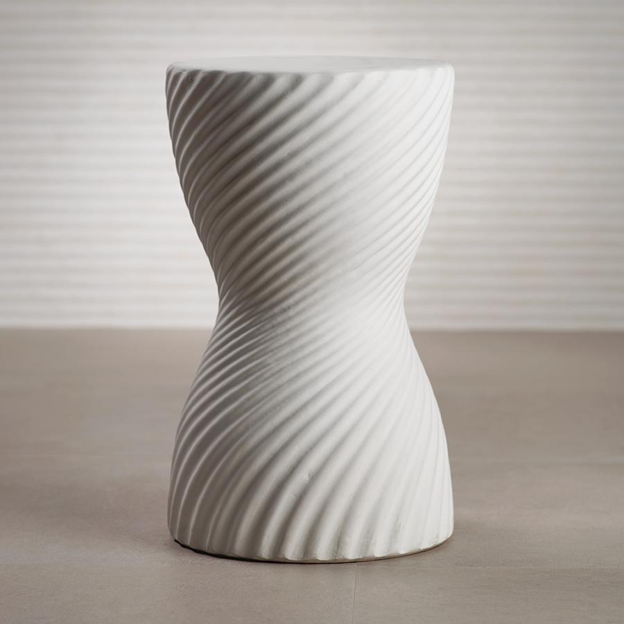 Zodax Twisted Ribbed White Earthenware Stool