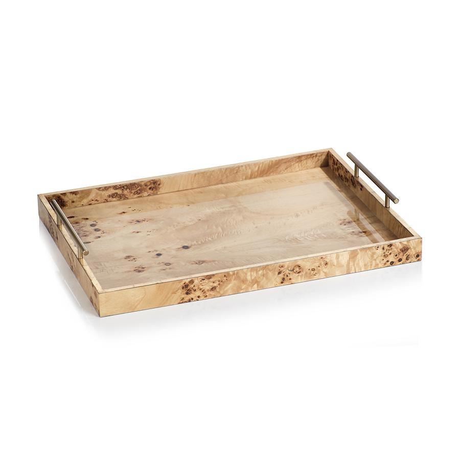 Zodax Holland 21" Long Burl Wood Design Rectangular Tray