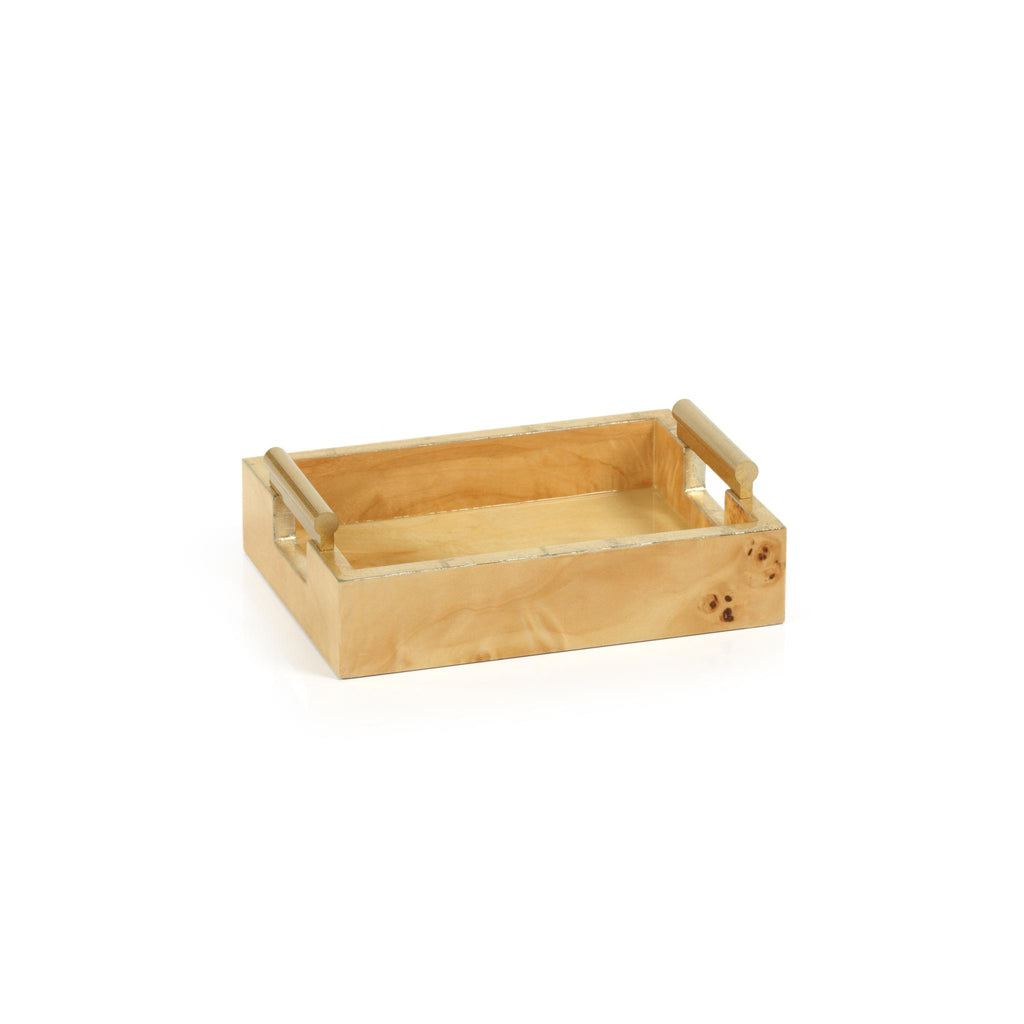 Zodax 9.5" x 5.5" Dubbo Burl Wood Rectangular Tray with Gold Handles