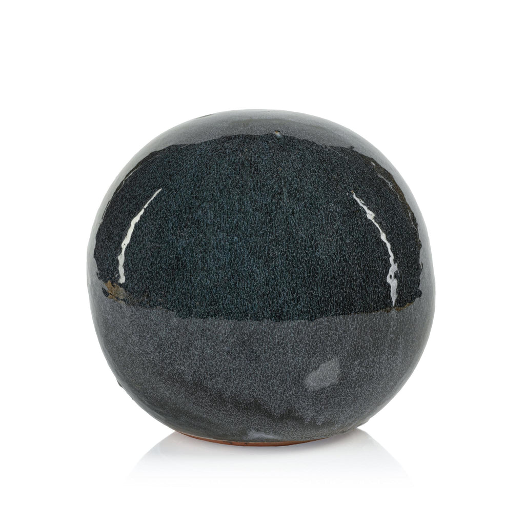 Zodax Denim Blue-Gray Glazed Stoneware Deco Ball