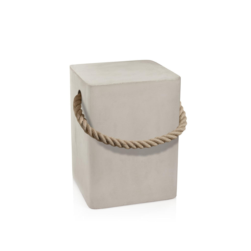 Zodax White Tiziano Concrete Stool with Rope Handle