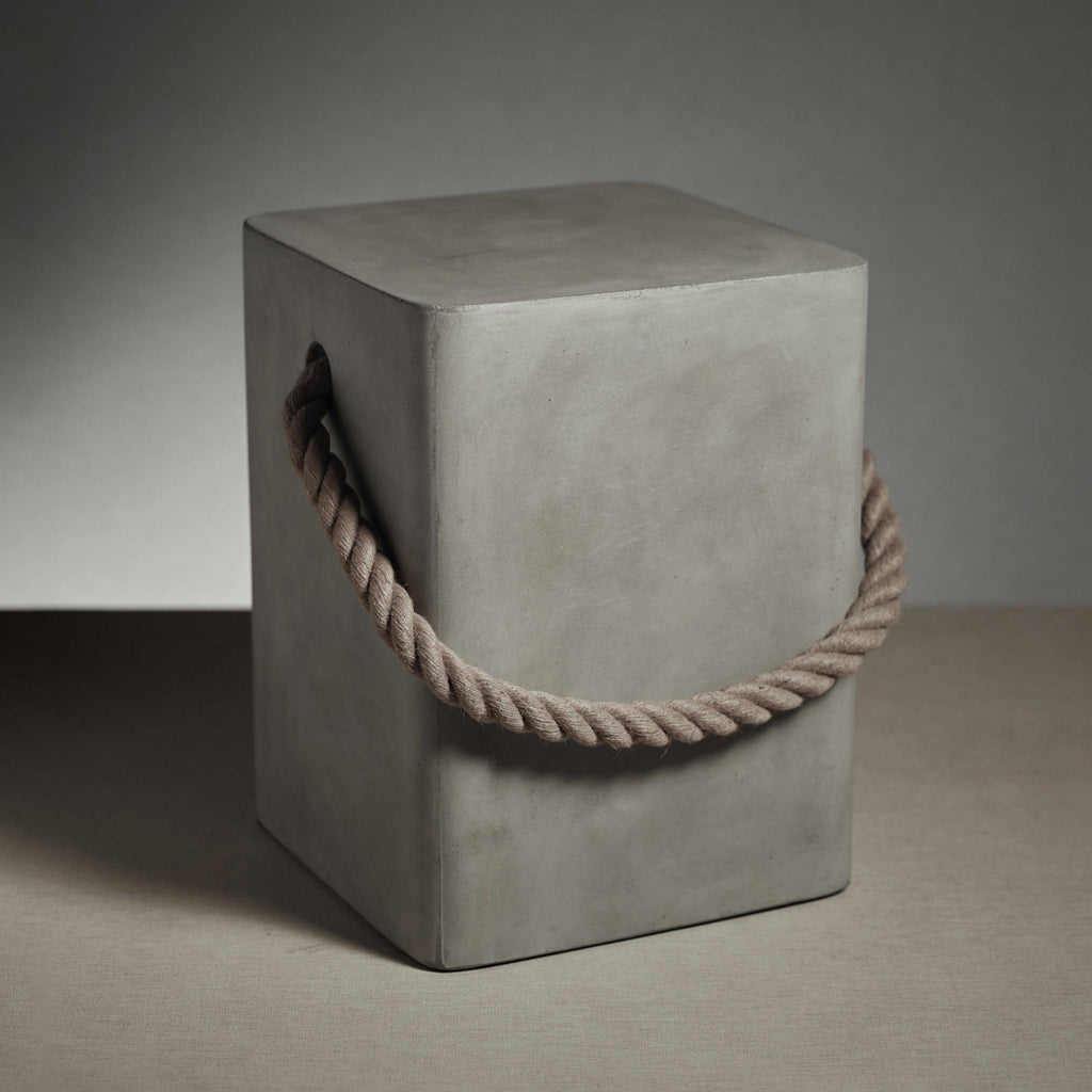 Zodax Natural Tiziano Concrete Stool with Rope Handle