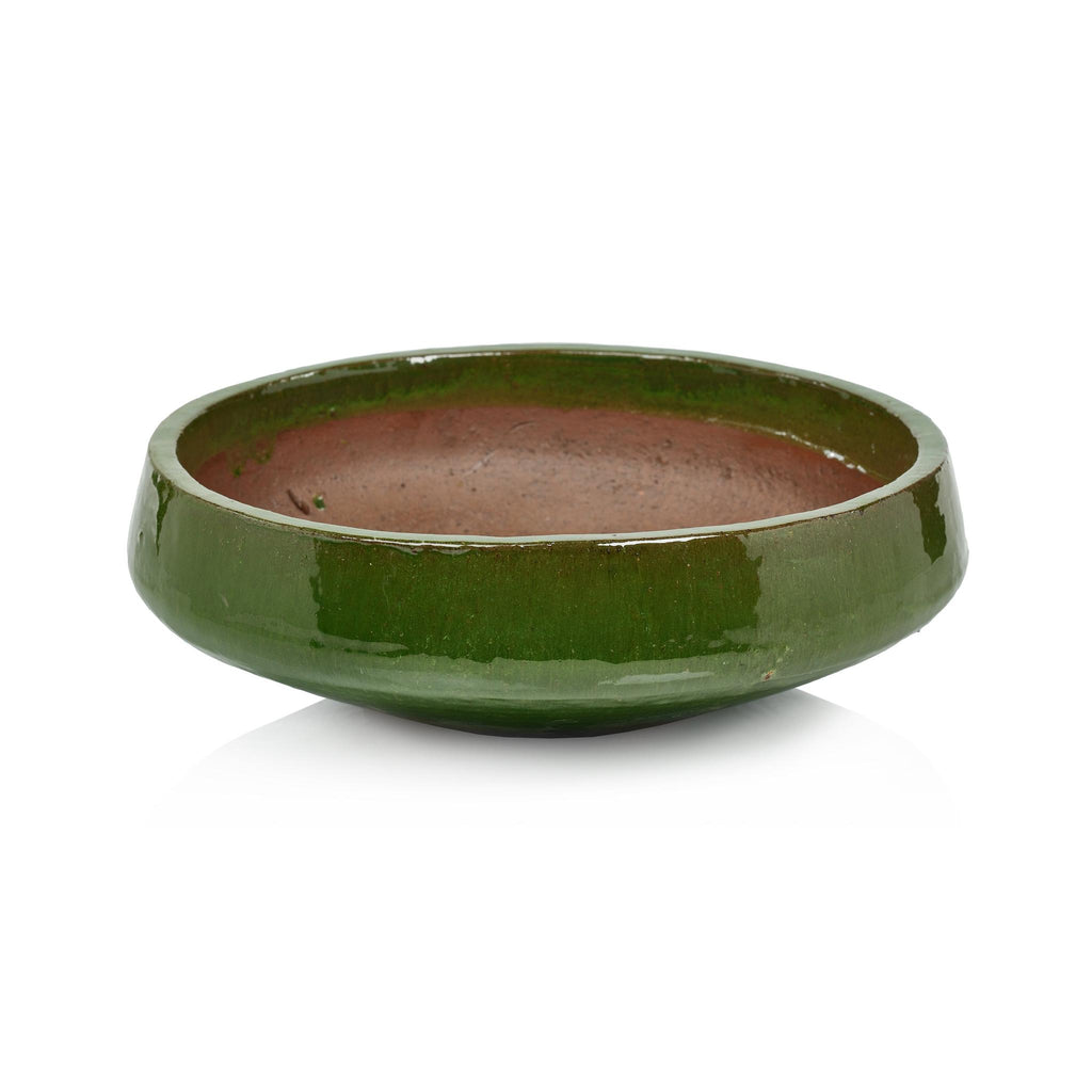 Zodax 15" x 4.25" Zeno Green Glazed Stoneware  Planter Bowl