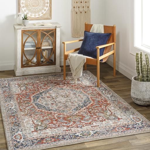 Surya Davaro DAV-2311 Brick Red Dark Blue 5'3" x 7' Rug