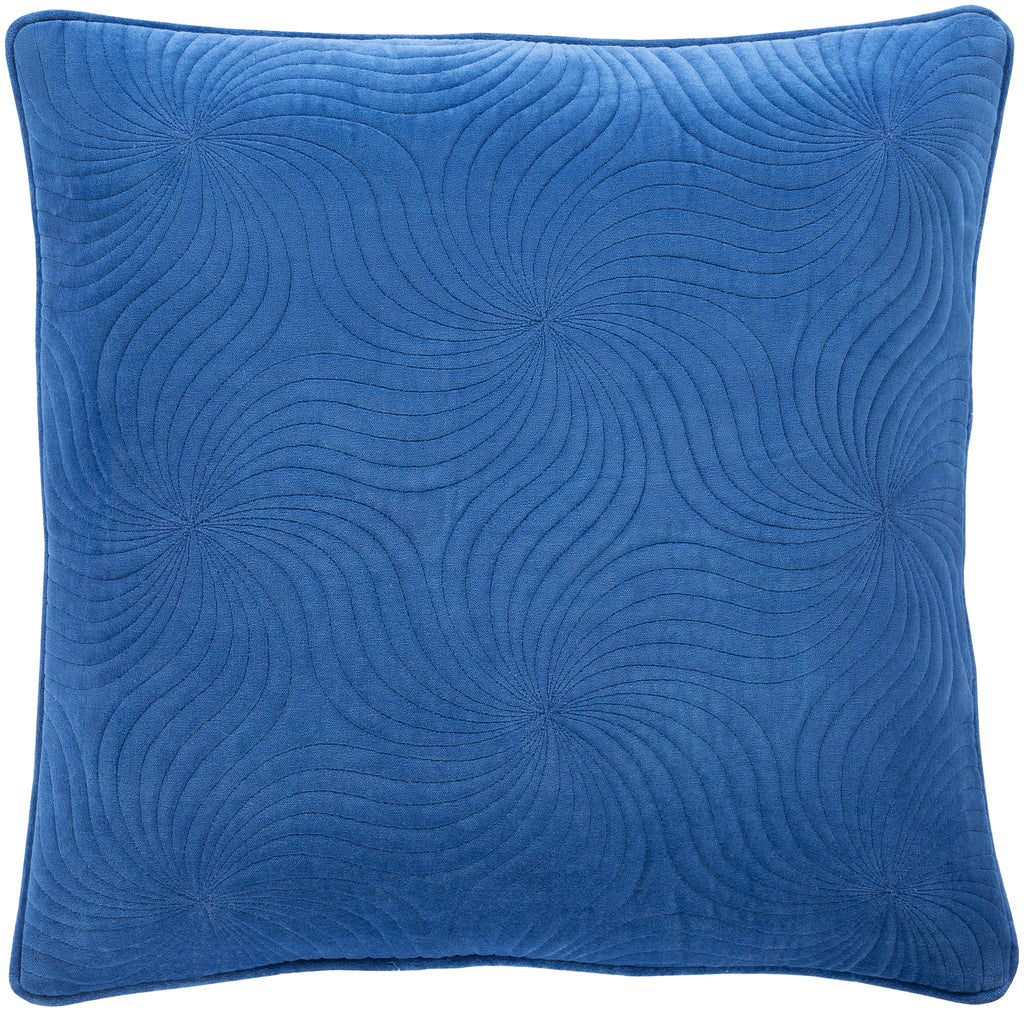 Surya Quilted Cotton Velvet QCV-010 Blue 20"H x 20"W Pillow Cover