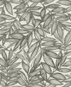 A-Street Prints Rhythmic Charcoal Leaf Wallpaper