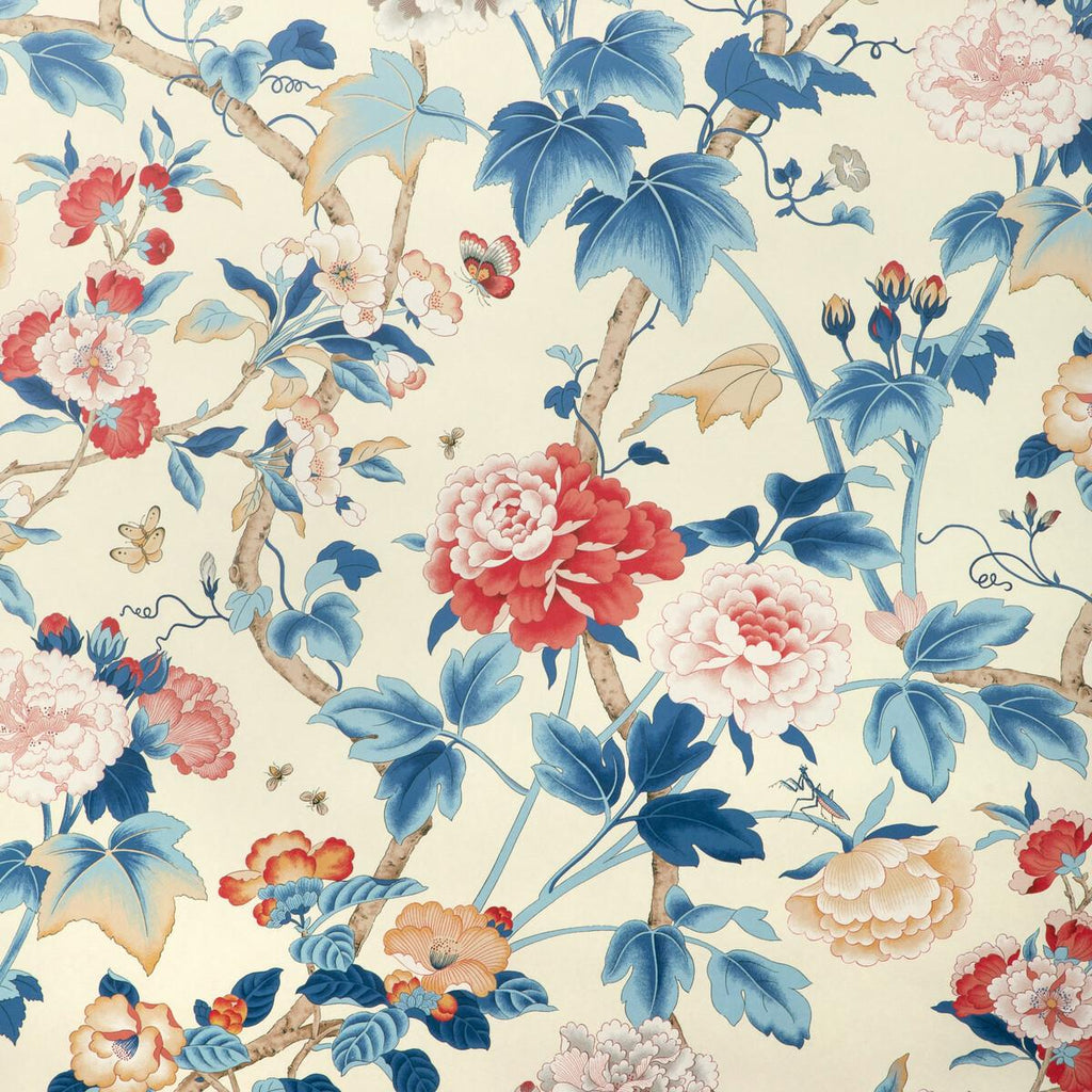 Lee Jofa GARDENIA PAPER BLUE/RED Wallpaper