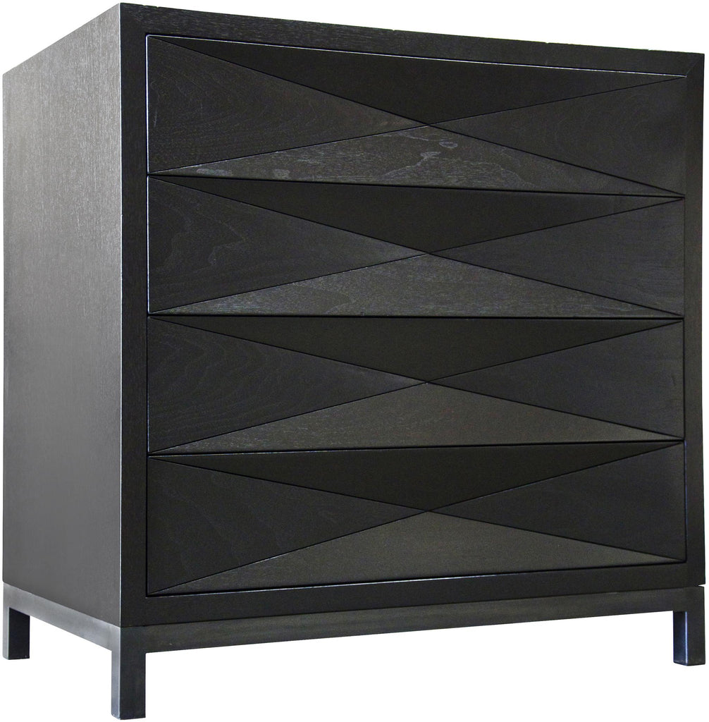 CFC Diamante Nightstand, Walnut, Distressed Black Shellac