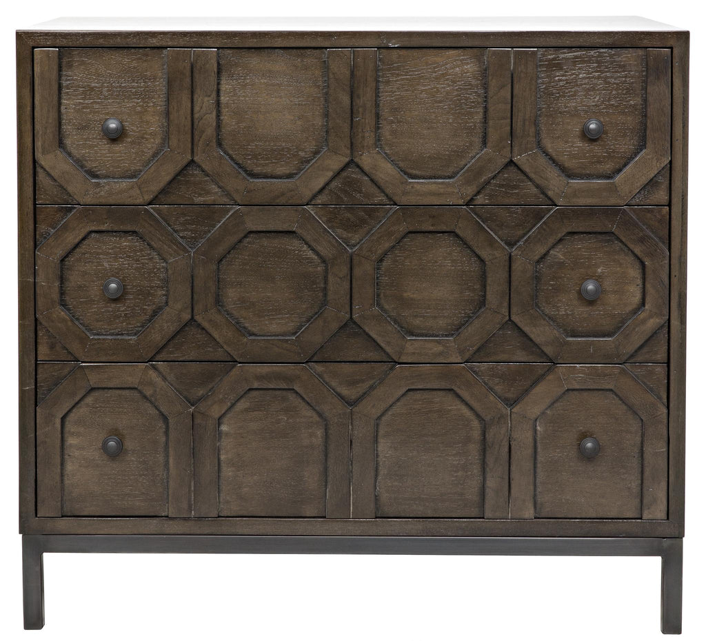 CFC Hadley 3 drawer dresser, Walnut/Steel, Stain #16/ Distresed Medium Brown