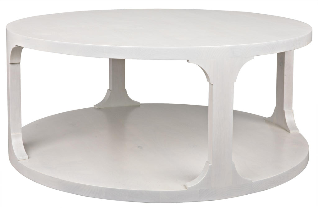 CFC Gimso Small Round Coffee Table, Alder, Distressed Angel White