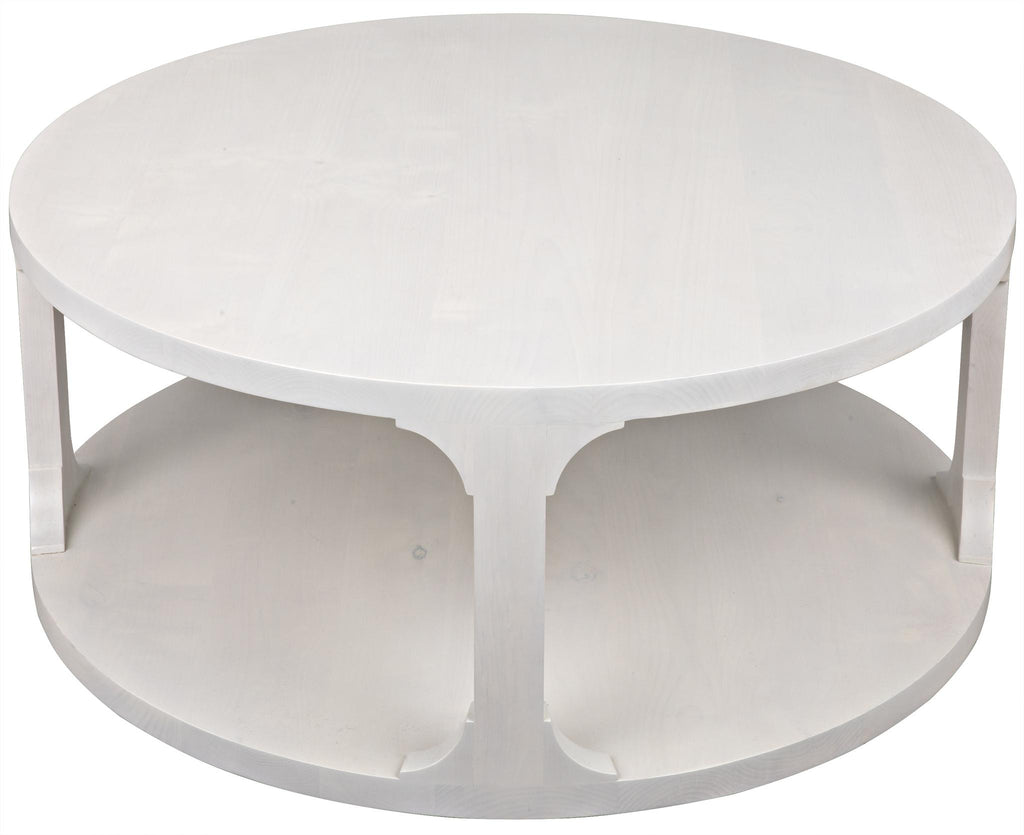 CFC Gimso Small Round Coffee Table, Alder, Distressed Angel White