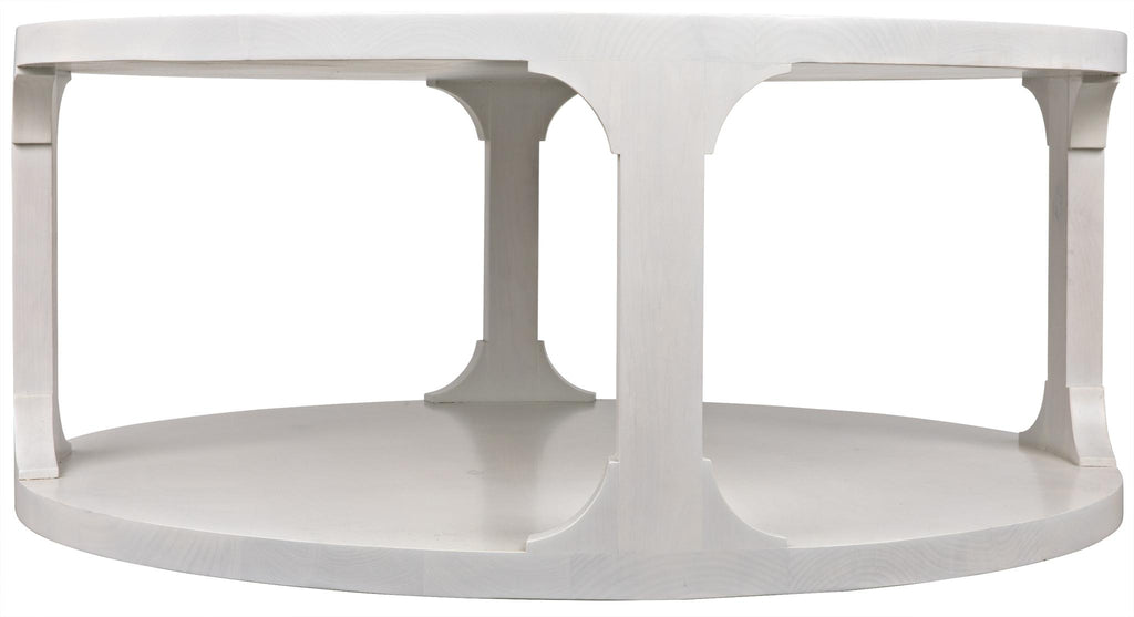 CFC Gimso Small Round Coffee Table, Alder, Distressed Angel White