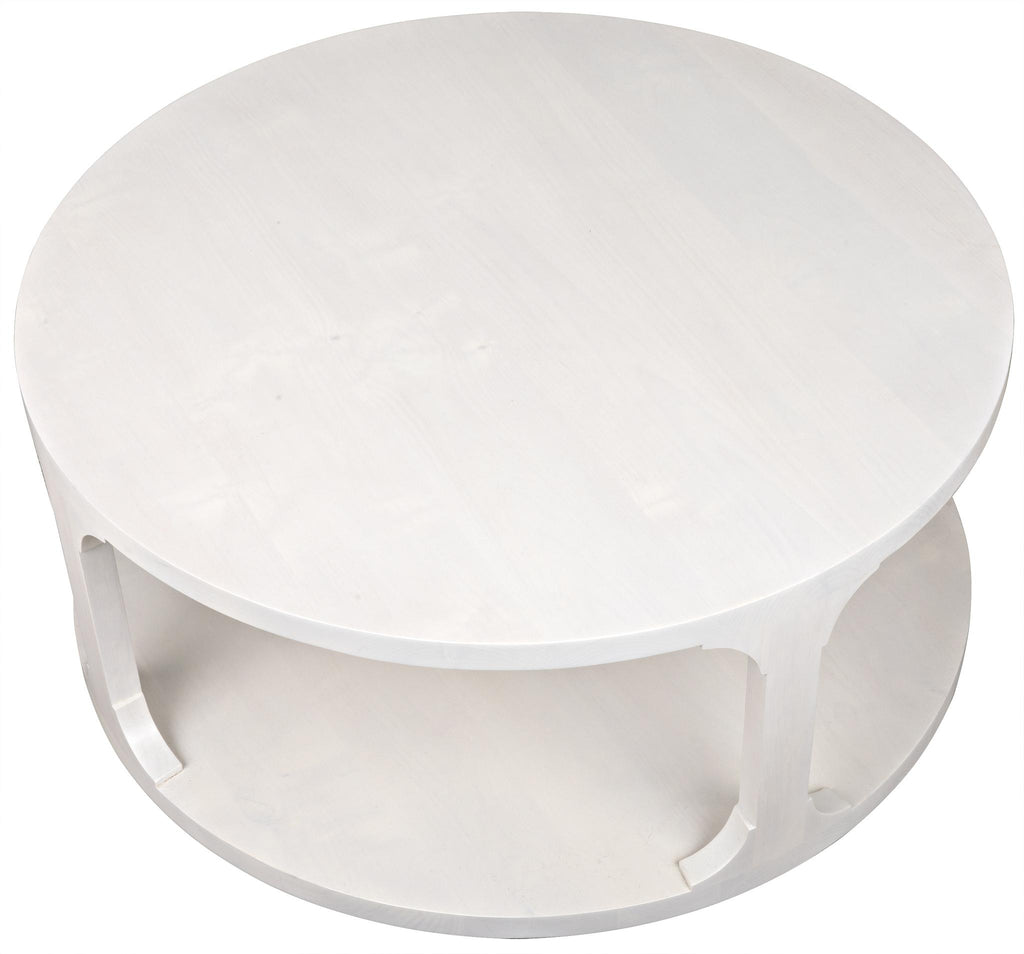 CFC Gimso Small Round Coffee Table, Alder, Distressed Angel White