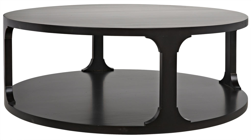 CFC Gimso Round Coffee Table, Alder, Distressed Black/Brown