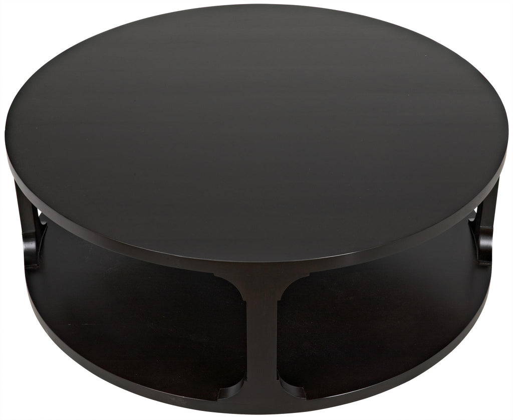 CFC Gimso Round Coffee Table, Alder, Distressed Black/Brown