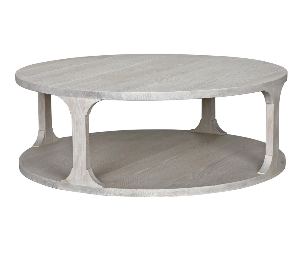 CFC Gimso Round Coffee Table, Small, Oak, Distresed Grey Shellac