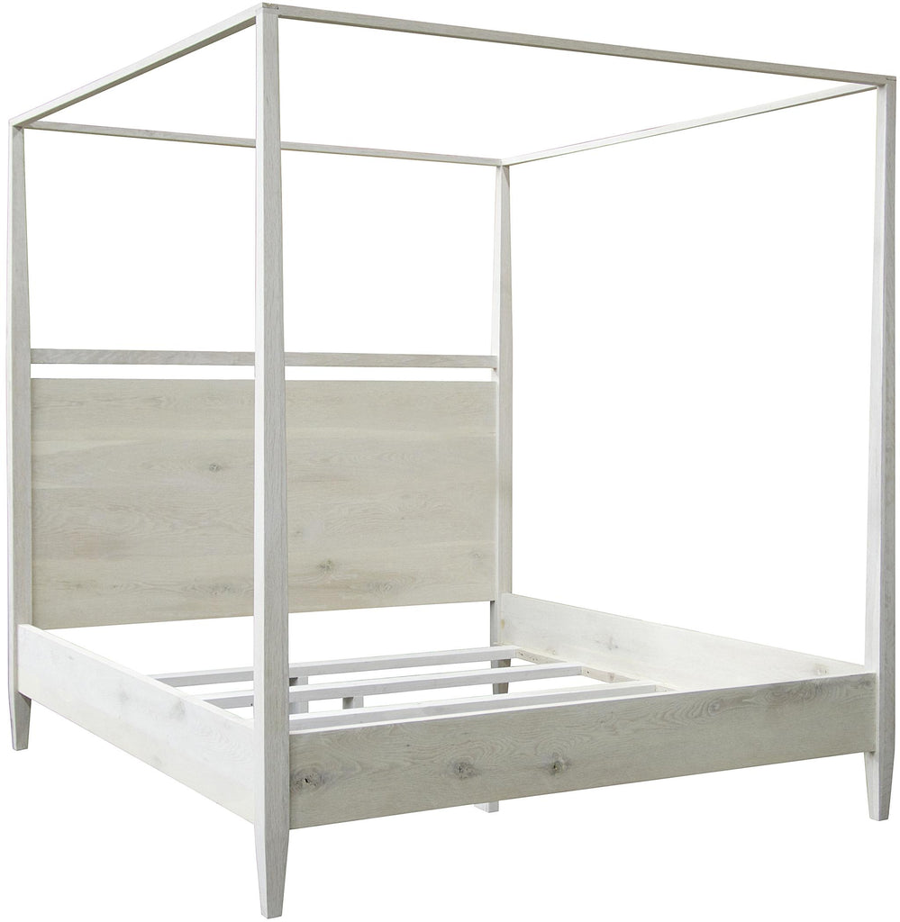 CFC Soledad Reclaimed washed oak modern 4-poster bed, cal king, Distressed Washed Oak