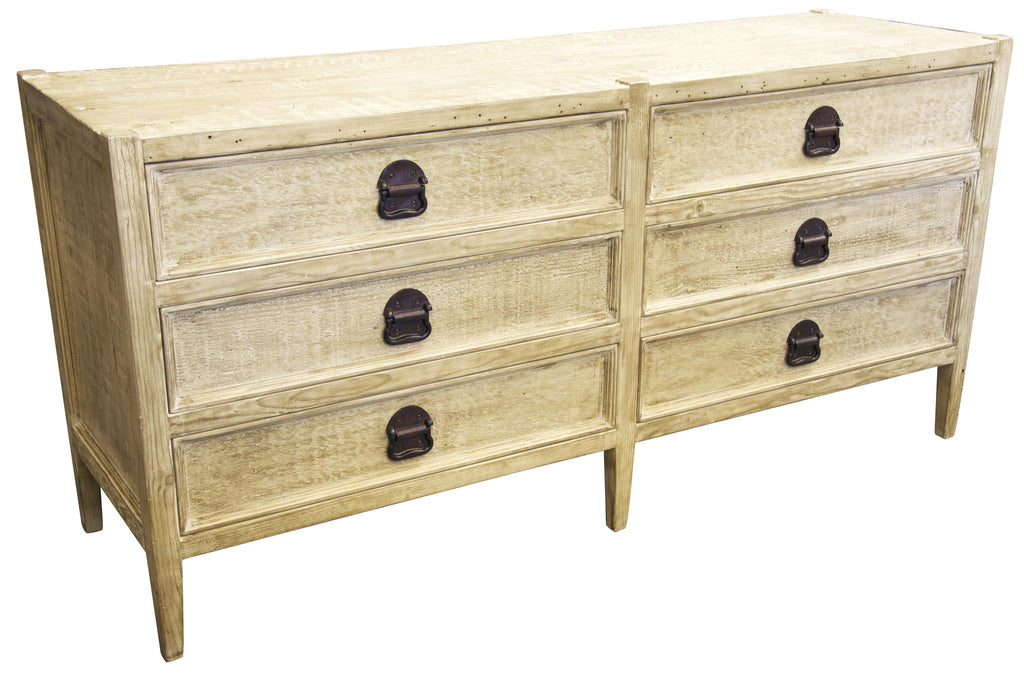 CFC Reclaimed Lumber Lewis 6-drawer, Distressed Grey Wash Wax