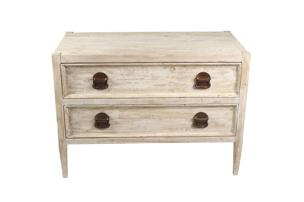 CFC Reclaimed Lumber Lewis 2-drawer Nightstand, Distressed Grey Wash Wax