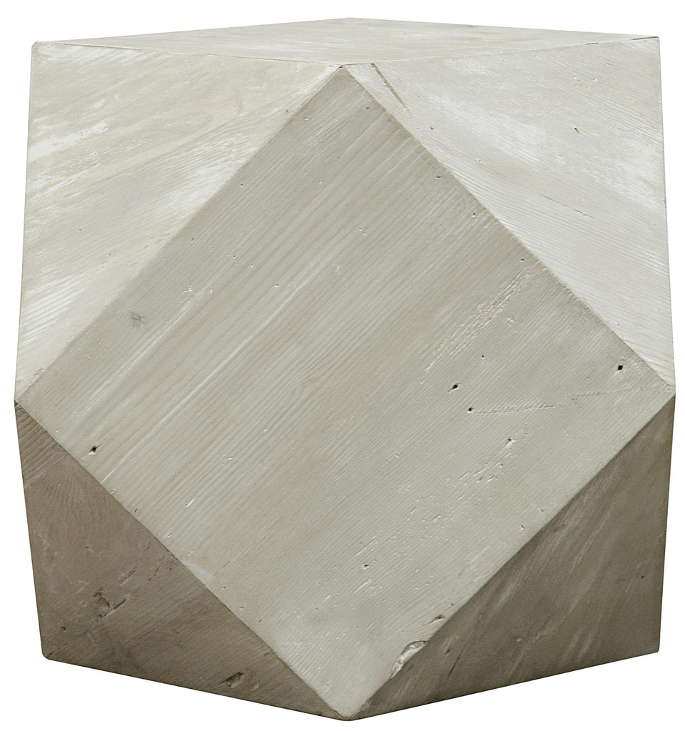 CFC Reclaimed Lumber Iconsahedron Side Table, Distressed Grey Wash Wax