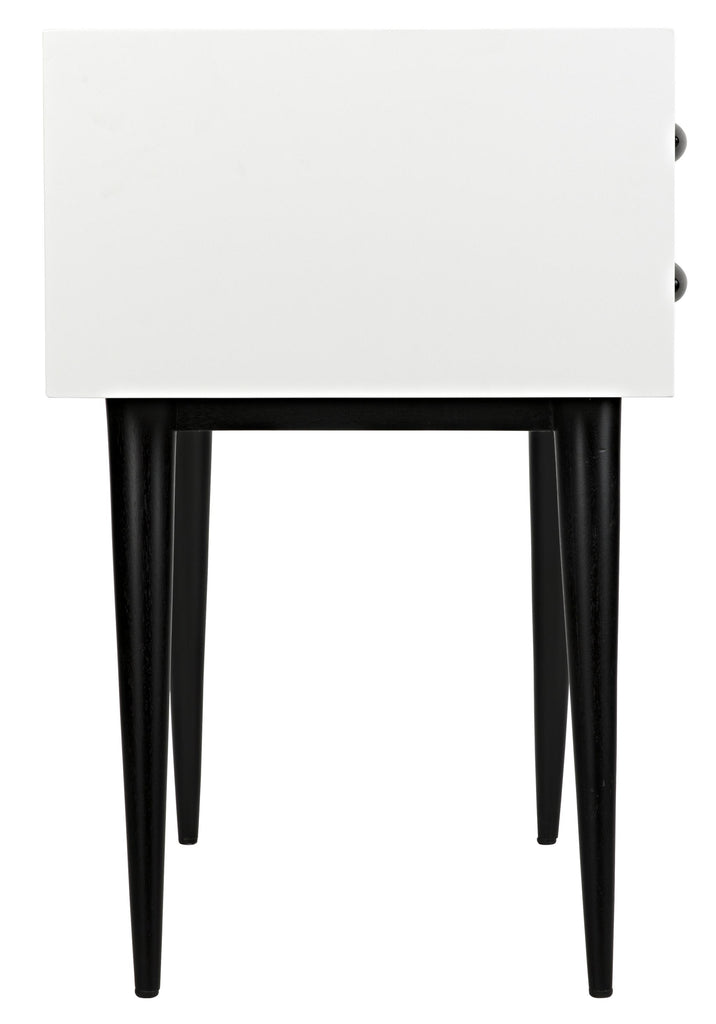 CFC Taylor Nightstand, Mystic White w/ black shellac Legs & handles