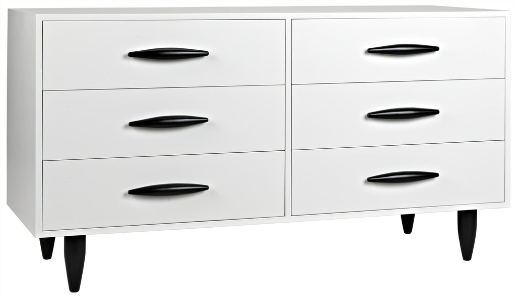 CFC Williams Dresser, Mystic White w/ black shellac legs & handles