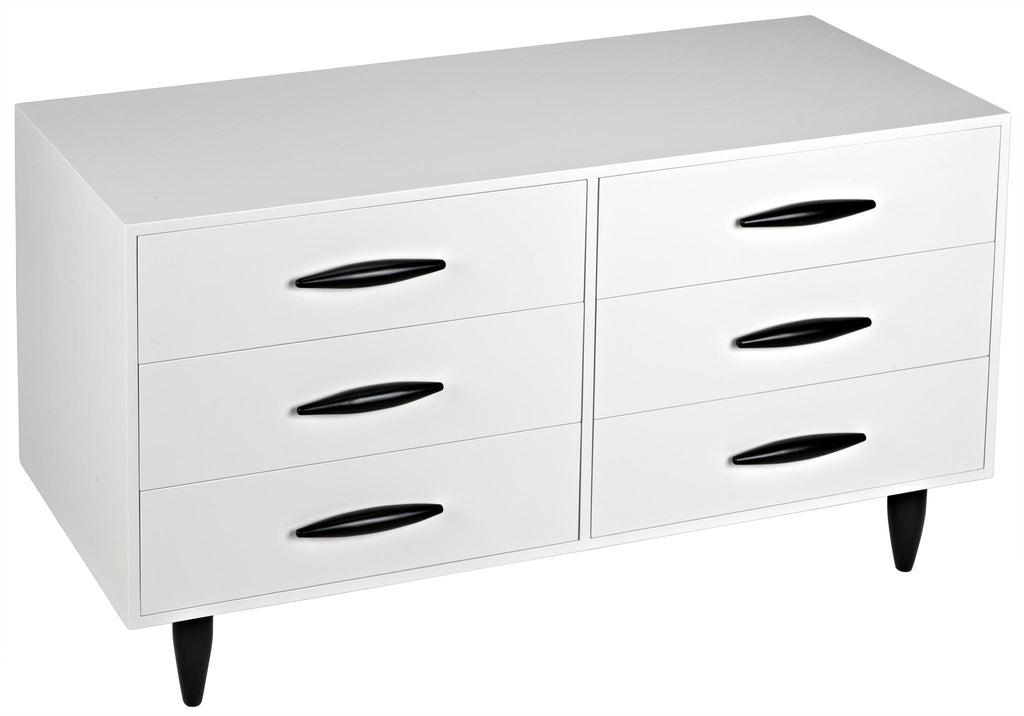 CFC Williams Dresser, Mystic White w/ black shellac legs & handles