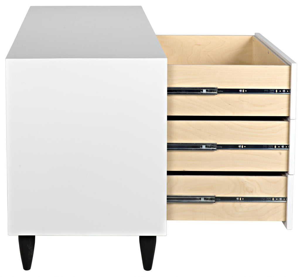 CFC Williams Dresser, Mystic White w/ black shellac legs & handles