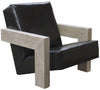 Cfc Luther Chair, Crystal Black Leather ($8/Sqft) / Grey Wash Wax Frame