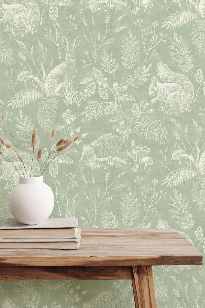 Brewster Home Fashions Animals Green Wallpaper