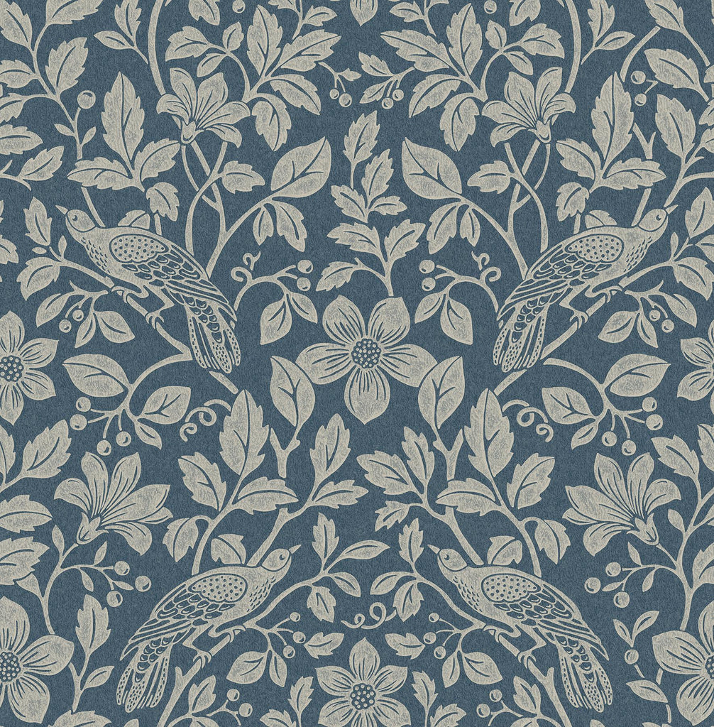 Brewster Home Fashions Birds Dark Blue Wallpaper