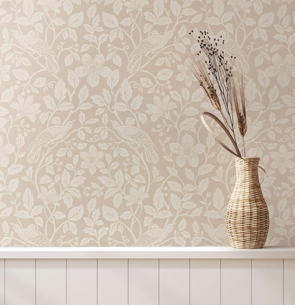 Brewster Home Fashions Birds Beige Wallpaper