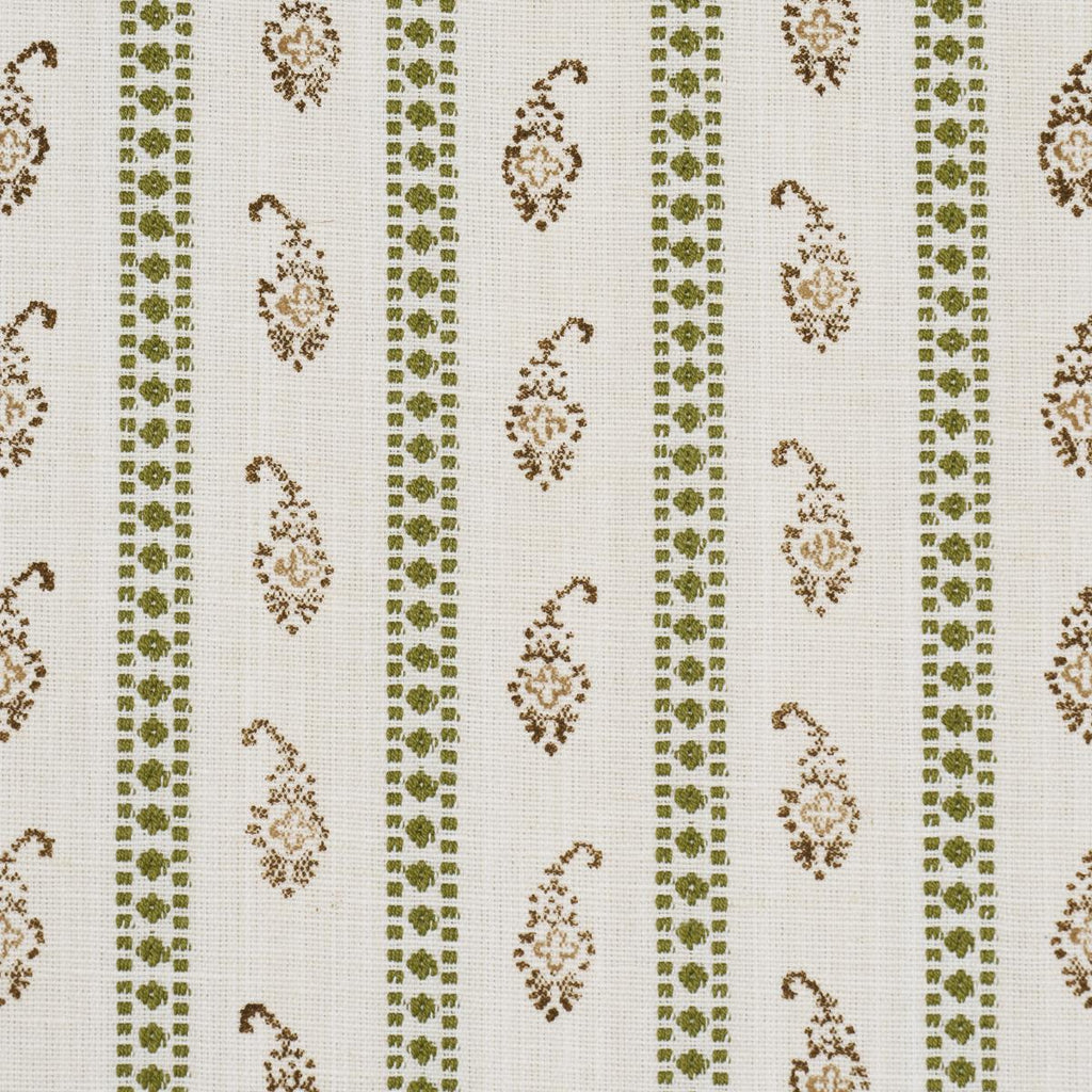 Schumacher Eddie Woven Hand Block Print Green Fabric